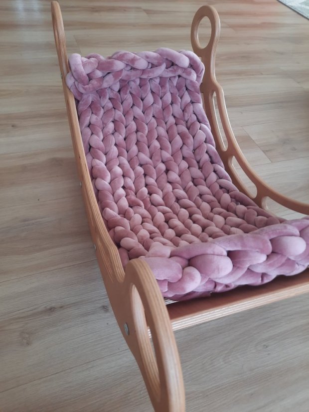 Zamatová pletená vložka do montessori hojdačiek - Farba: 6 zelená past.sv.