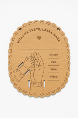 Drevená pamätná plaketa na nemocničné náramky