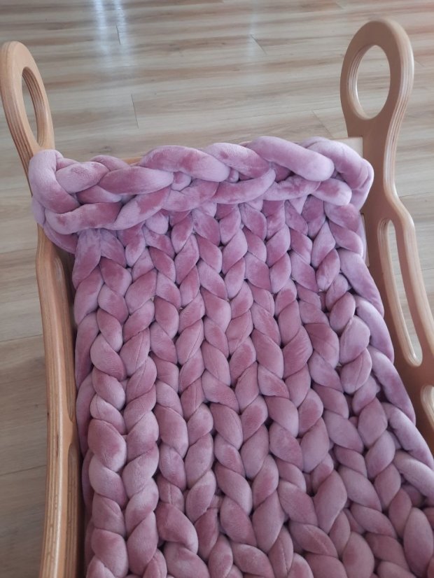 Zamatová pletená vložka do montessori hojdačiek - Farba: 8 modrá tmavá